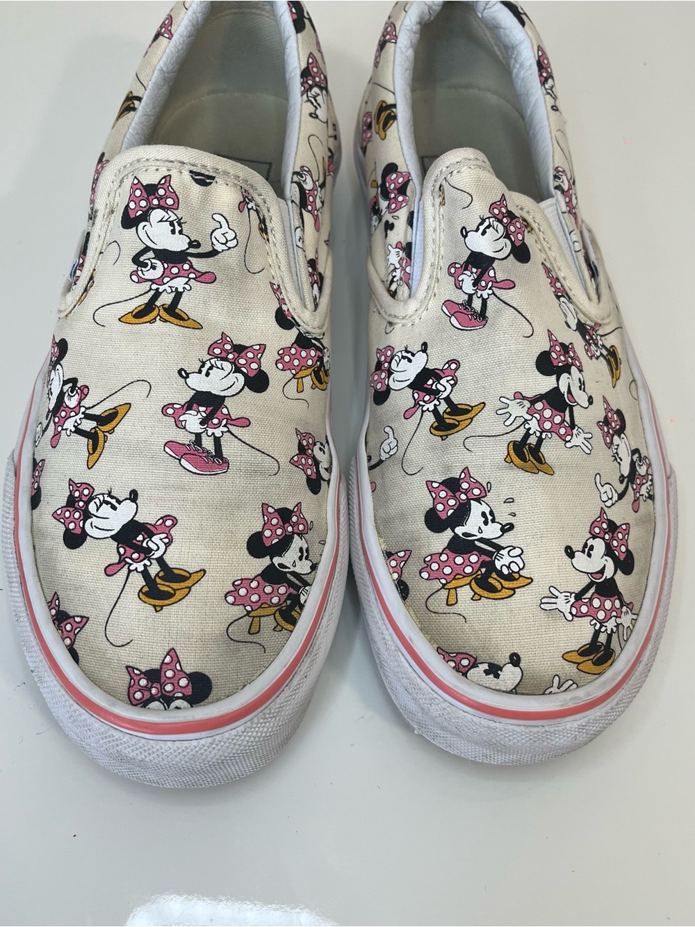 Vans Minnie Mouse Cream & Pink Slip-On Sneakers